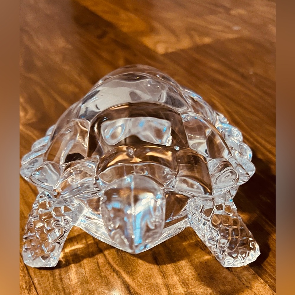 Vintage Cristal D’ Argues Genuine Lead Crystal French Collectable Craved Turtle
